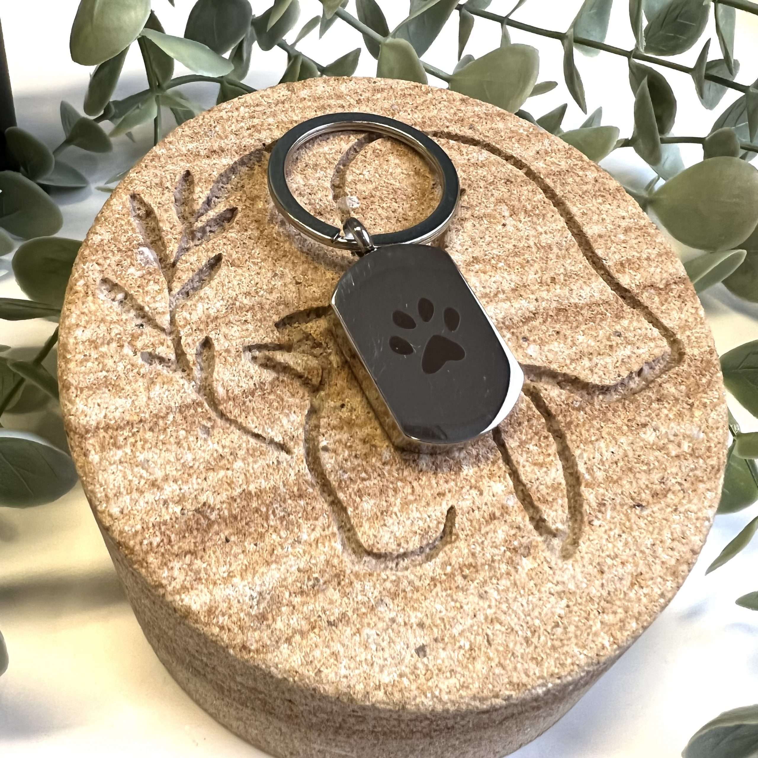 Paw Keychain Urn - Stainless Steel