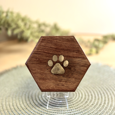 Mango Wood Hexagon Urn (up to 5kg)