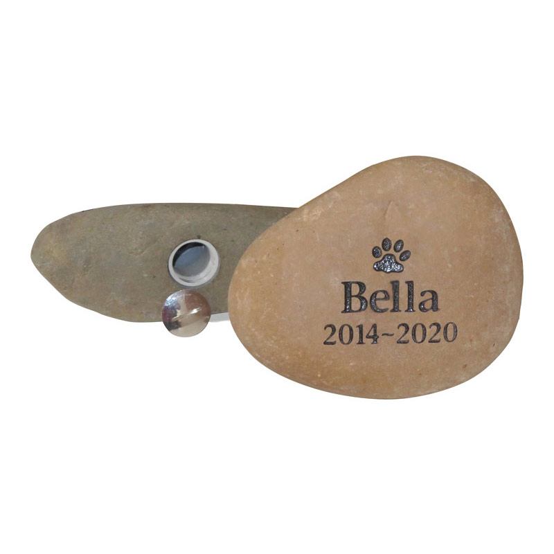 Outdoor Pet Urn - Tumbled River Stone with Receptacle - Image 3