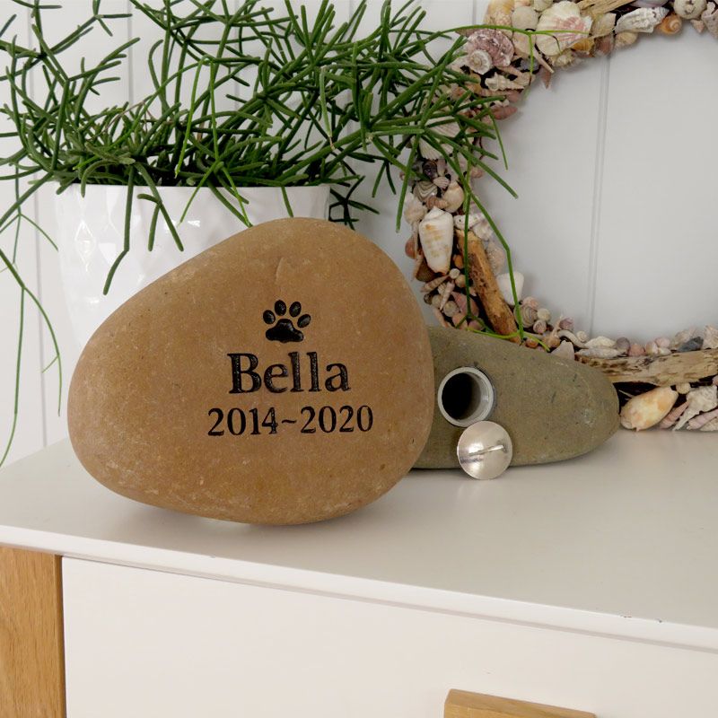 Outdoor Pet Urn - Tumbled River Stone with Receptacle