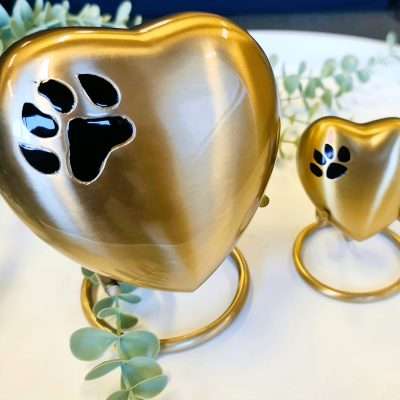 Heart Urn with Stand - Gold Colour