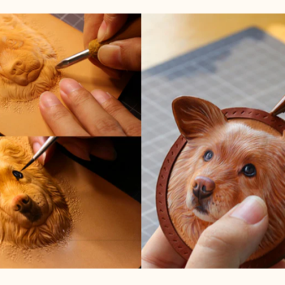 Custom Engraved Leather Pet Keychain